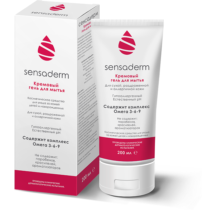 картинка Sensaderm (Сенсадерм) Кремовый гель для мытья (для детей и новороженных),200мл