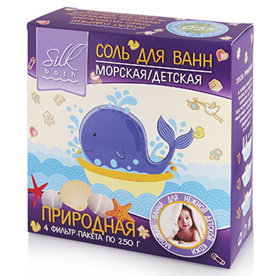картинка Соль косметическая детская "Морская природная", 4х250г