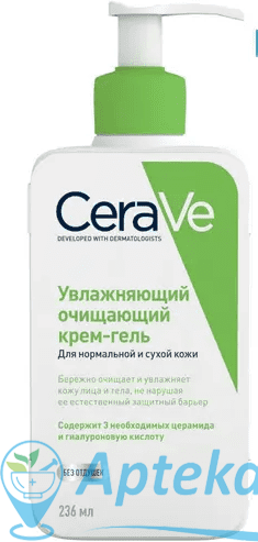 картинка CeraVe крем-гель очищающий для норм и сухой кожи лица и тела, 236мл