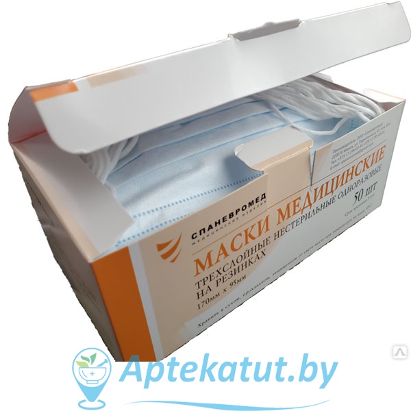 картинка Маска, медицинская, 3-сл. (на резинках с фиксатором) Спаневромед