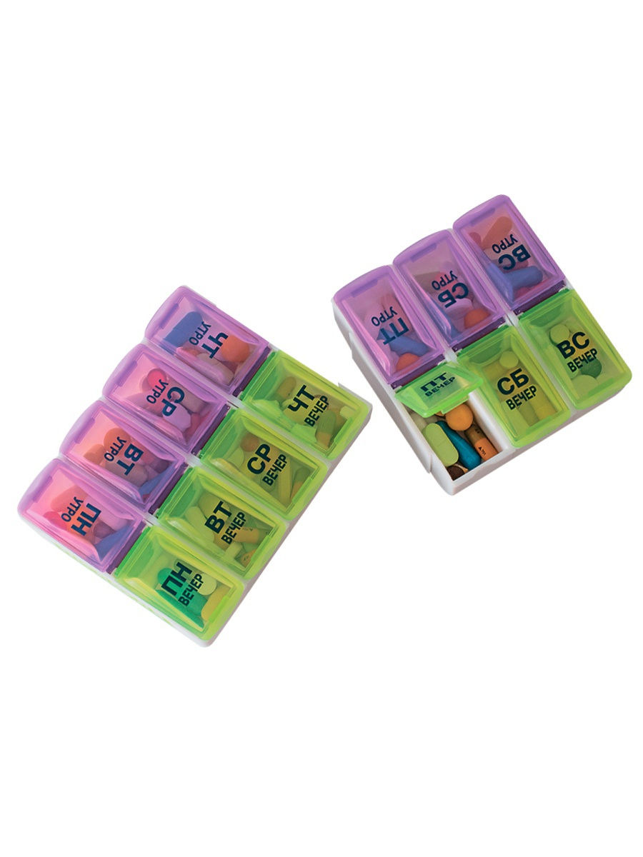 картинка Таблетница ПИЛЮЛЯ д/лек.ср-в на 7 дней Трансформер двойной