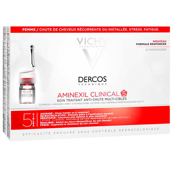 картинка VICHY (Виши) DERCOS (Деркос) Aminexil Intensive 5 Для женщин средство против выпадения волос широкого спектра действия, 21 шт
