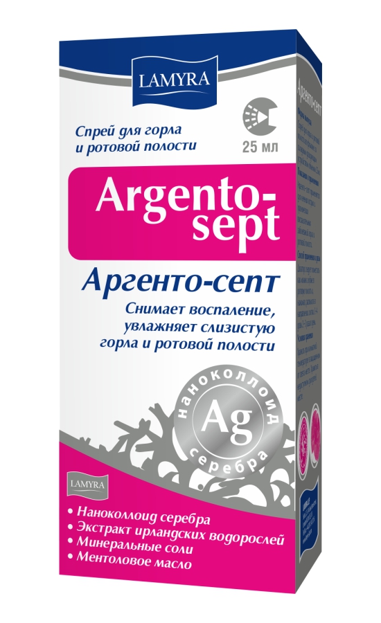 картинка Аргенто-септ, спрей для горла и ротовой полости, 25мл