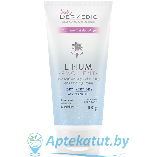 картинка Дермедик LINUM EMOLIENT BABY Увлажняюще-успокаивающий крем, восполняющий недостатки липидов,100мл