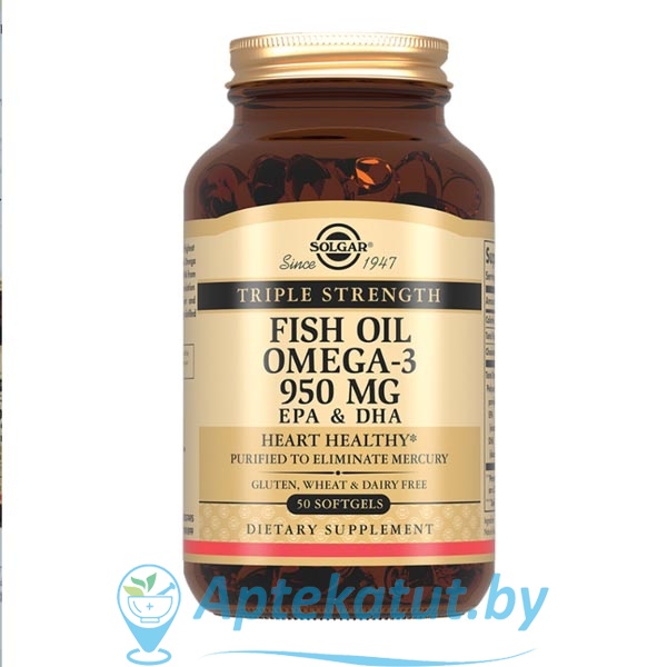 картинка Солгар Тройная Омега-3 ЭПК и ДГК капс. 950мг №50 БАД
